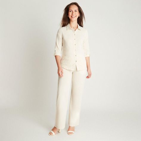 Blusa Beige Manga 3/4 Cuello Camisero-3