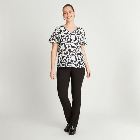 Blusa Crudo Manga Corta Cuello V-3