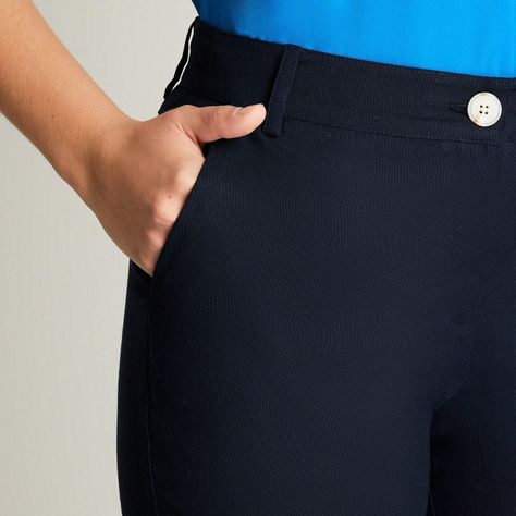 Pantalón Formal De Lino Recto Azul-2