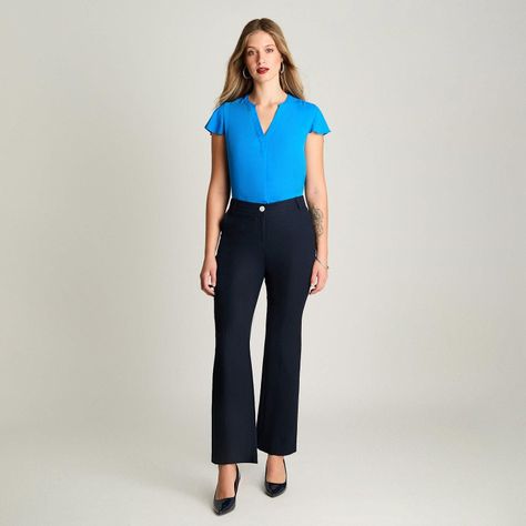 Pantalón Formal De Lino Recto Azul-3