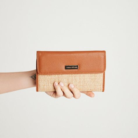 Billetera Raffia Beige-3
