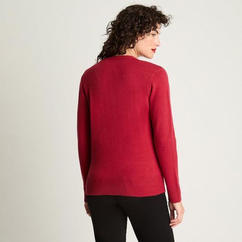 Cardigan Manga Larga Cuello V Básico Rojo-1