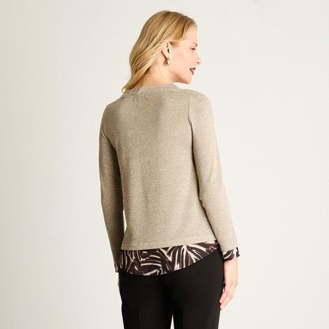 Polera Manga Larga Lanilla Twin Set Con Lurex Beige-0