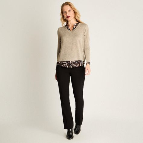 Polera Manga Larga Lanilla Twin Set Con Lurex Beige-2