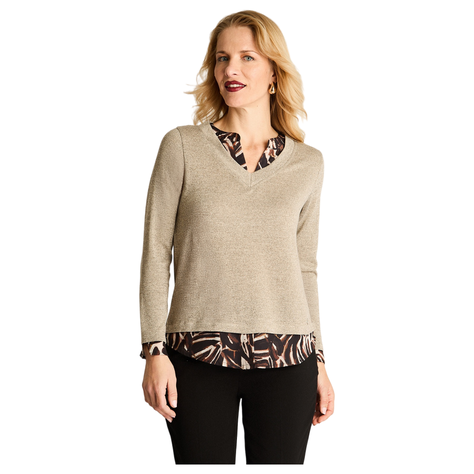 Polera Manga Larga Lanilla Twin Set Con Lurex Beige-4