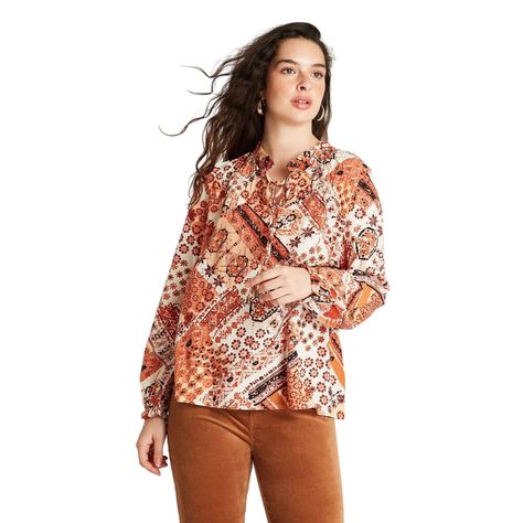 Blusa Con Lurex Y Amarra En Escote Terracota-0