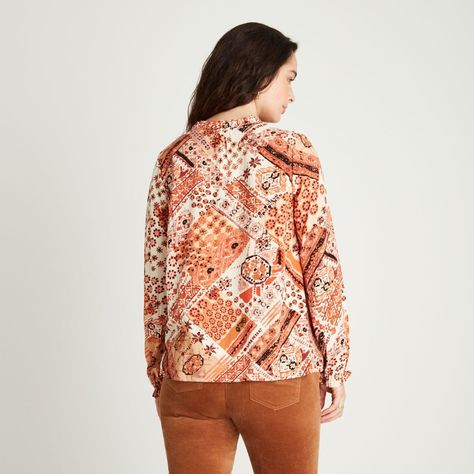 Blusa Con Lurex Y Amarra En Escote Terracota-1