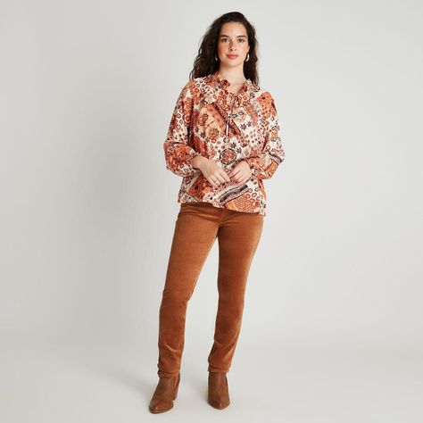 Blusa Con Lurex Y Amarra En Escote Terracota-3