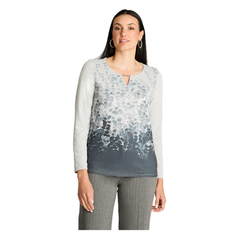 Polera Manga Larga Lanialla Escote Redondo Estampada Gris-0