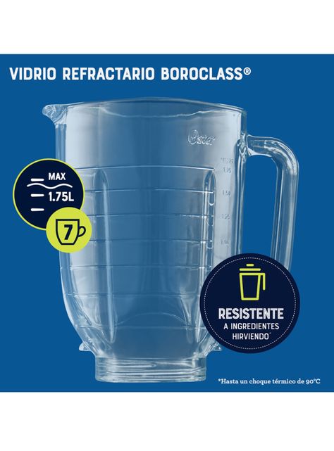 Licuadora Osterizer® Max Vaso de Vidrio 1.75 L BLSTPBRGR-6