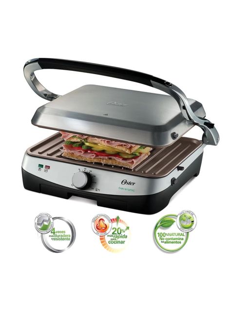Parrilla y panini Oster® revestimiento Bioceramic® CKSTPA4881-1