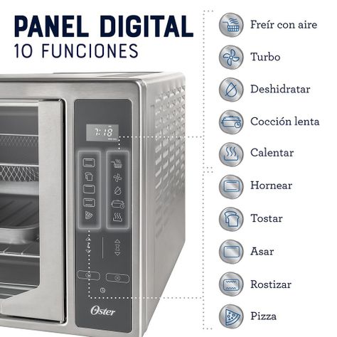 Horno Digital freidora de aire 42 Lt y Puertas Francesas TSSTTVFDDAFNS-6