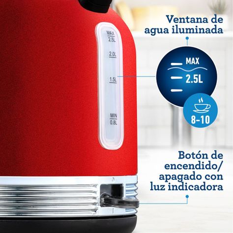 Hervidor eléctrico Oster® con capacidad de 2.5 L BVSTKT900R-4