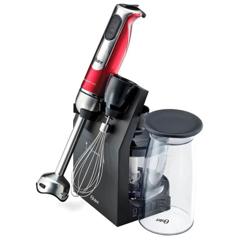 Batidora de inmersión Oster® roja con organizador y accesorios-1