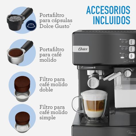 Cafetera automática de espresso negro metálico Oster® PrimaLatte™ BVSTEM6603B-5