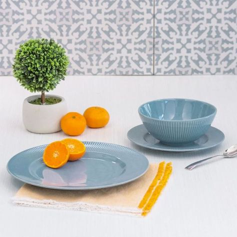 Plato Linear Ensalada Azul Pastel 21cms-1