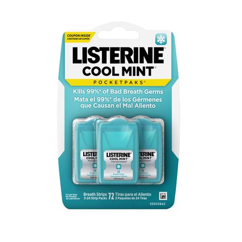 Tiras para el aliento Listerine Cool Mint Pocketpaks, 24 tiras x 3 paquetes-0