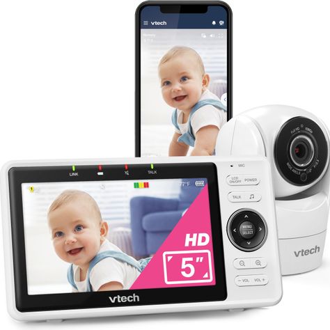 Monitor WiFi inteligente para bebés VTech VM901 con cámara de 1080p y 5 pulgadas-0