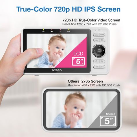 Monitor WiFi inteligente para bebés VTech VM901 con cámara de 1080p y 5 pulgadas-1