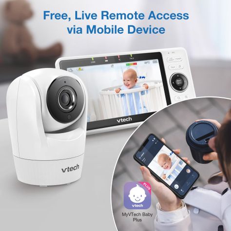 Monitor WiFi inteligente para bebés VTech VM901 con cámara de 1080p y 5 pulgadas-3
