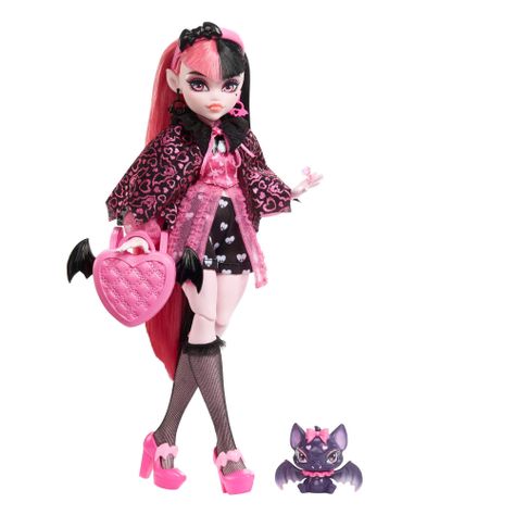 Muñeca moderna Draculaura de Monster High con accesorios y murciélago para mascotas-0