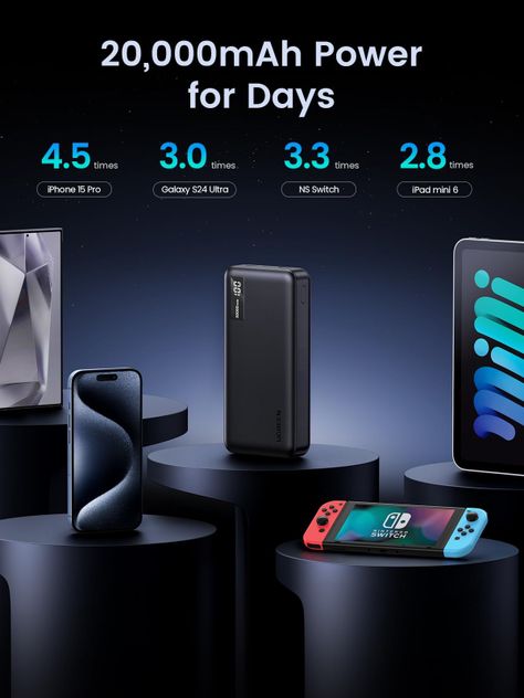Batería externa UGREEN 20000 mAh 22,5 W con carga rápida USB C PD 3.0-1