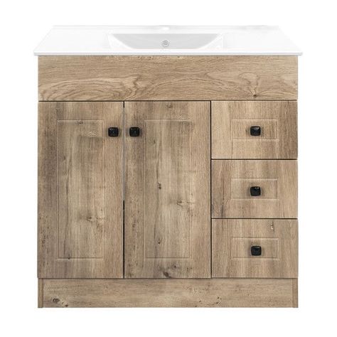 Kit Mueble Vanitorio Domsa Color Nogal B80PH-WOOD+P-80-0