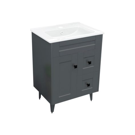 Kit Mueble Vanitorio Domsa Deluxe Gris N60SK+P-60-2