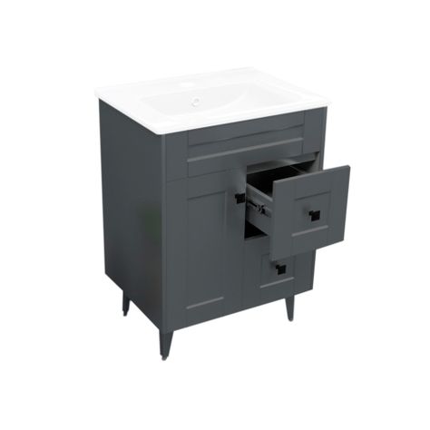 Kit Mueble Vanitorio Domsa Deluxe Gris N60SK+P-60-3