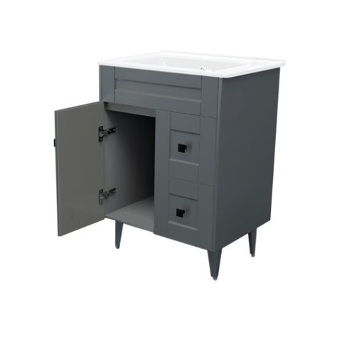 Kit Mueble Vanitorio Domsa Deluxe Gris N60SK+P-60-4