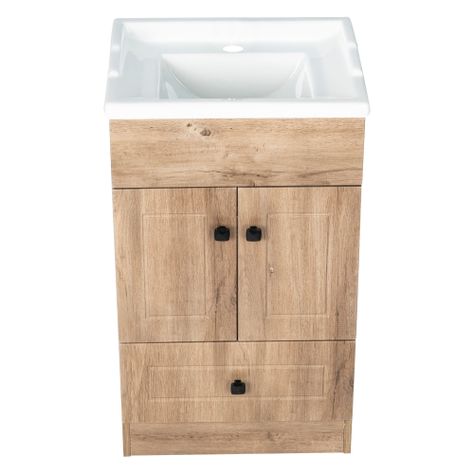 Kit Mueble Vanitorio Domsa Color Nogal B50PH-WOOD+F-50-1