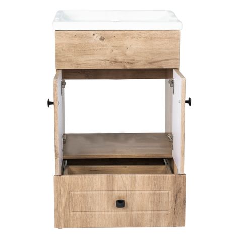 Kit Mueble Vanitorio Domsa Color Nogal B50PH-WOOD+F-50-2
