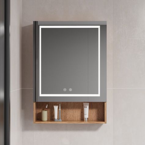 Mueble Botiquin Espejo LED Antiempañante Domsa MMR-50 Wood - 48x80x14cm-0