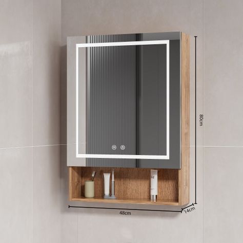Mueble Botiquin Espejo LED Antiempañante Domsa MMR-50 Wood - 48x80x14cm-4