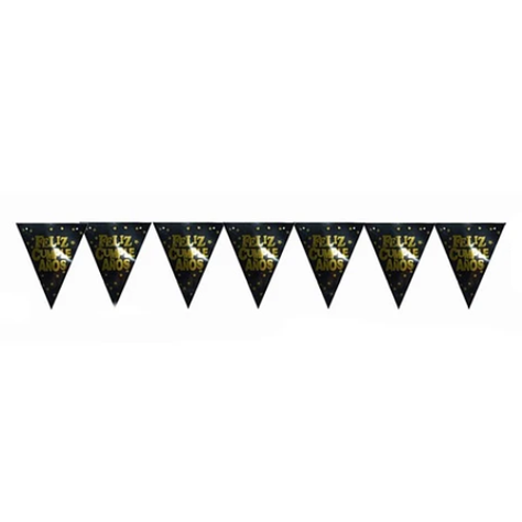 Banderín Feliz Cumpleaños Negro 5 m-0