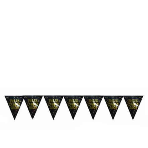 Banderín Feliz Cumpleaños Negro 5 m-1