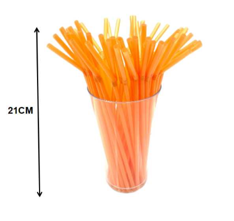 BOMBILLAS PLASTICAS NARANJO 100UND-0