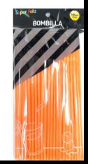 BOMBILLAS PLASTICAS NARANJO 100UND-1