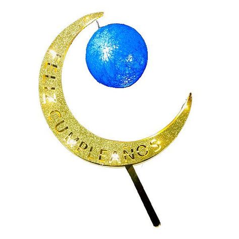 DECO TORTA LUNA ACRILICO F.C. CELESTE LED X1 UNI-0