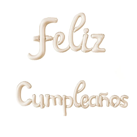 Set De Globos Metalico Feliz Cumpleaños Beige-0