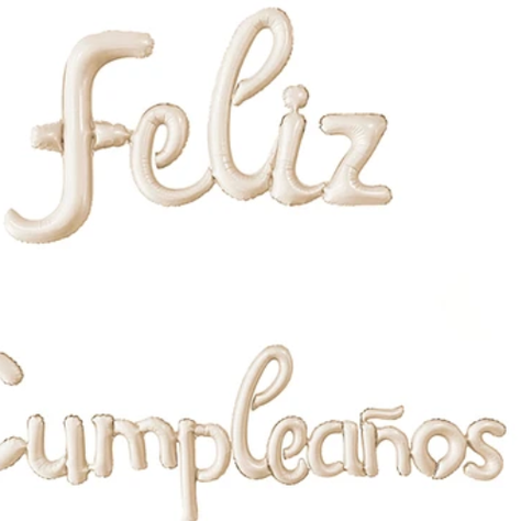 Set De Globos Metalico Feliz Cumpleaños Beige-1