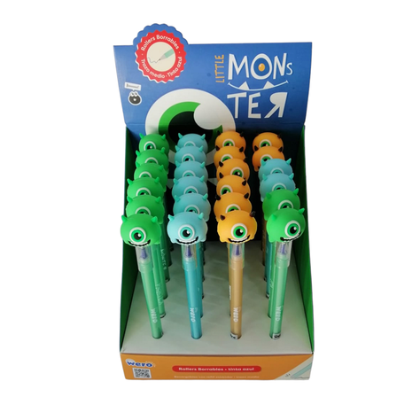 DISPLAY 24PCS BOLIGRAFOS BORRABLES LITTE MONSTER.-1