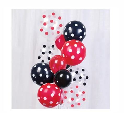 Set De Globos Rojo Y Negro Serie Mickey 13 Pcs-0