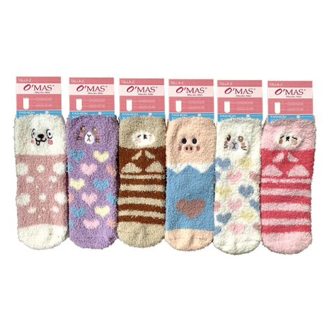 Calcetines De Niña Plumada Con Diseño Bordado 12 Unid-1