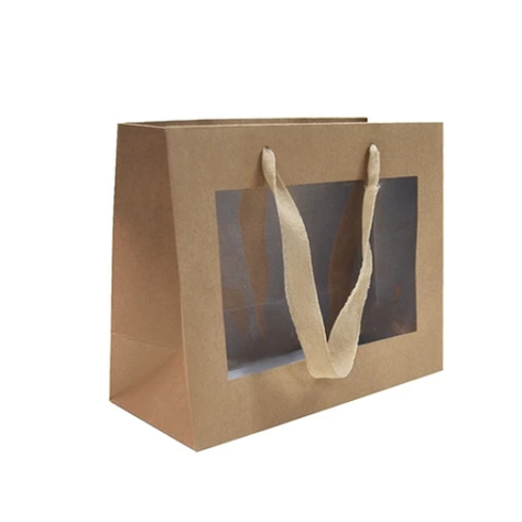 Bolsa De Regalo Papel Kraft Con Ventana 23x19x12cm-0