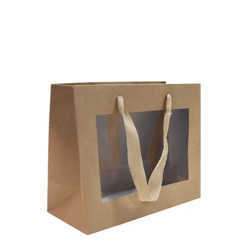 Bolsa De Regalo Papel Kraft Con Ventana 23x19x12cm-1