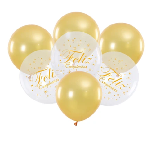 Set De Globos Feliz Cumpleaños Dorado 7pcs-0