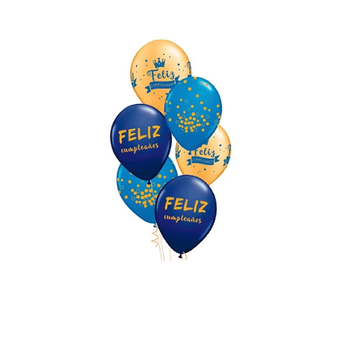 Set De Globos De Látex Feliz Cumpleaños Azul 6 pcs-0