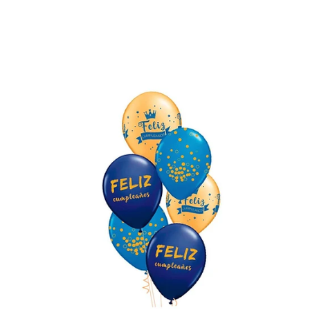Set De Globos De Látex Feliz Cumpleaños Azul 6 pcs-1