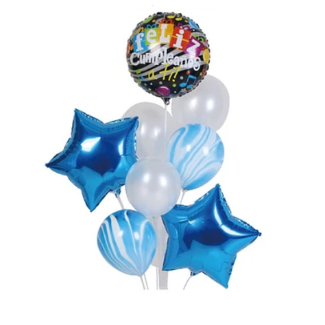 Set De Globos Fe Cumpleaños Azul Y Blanco 9pcs-0